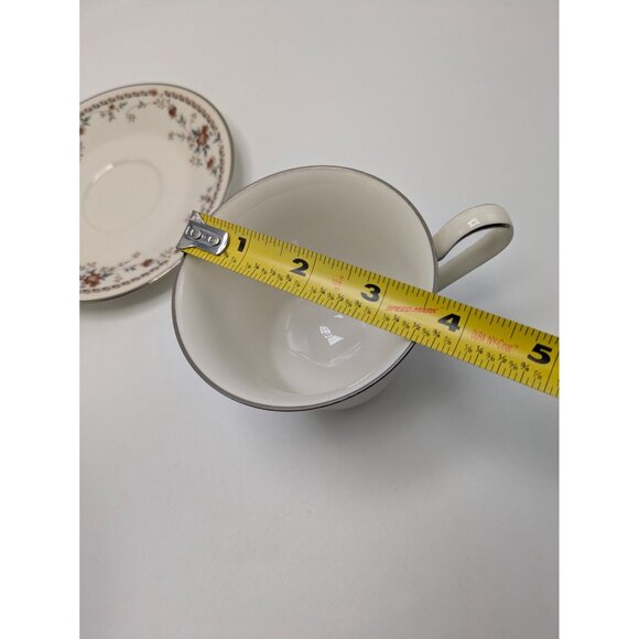 Adagio by Noritake Ivory 7237 Footed Cup Saucer Accented Formal Floral Vintage - Picture 6 of 17